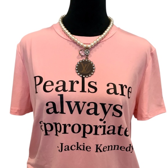 Upcycled handbag pearl necklace, - Picture 3 of 5